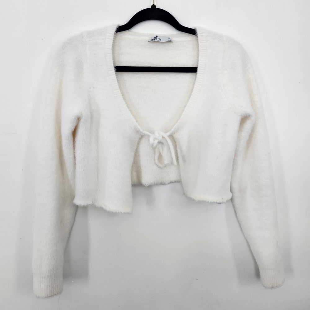 Hollister Cozy White Tie Front Sweater